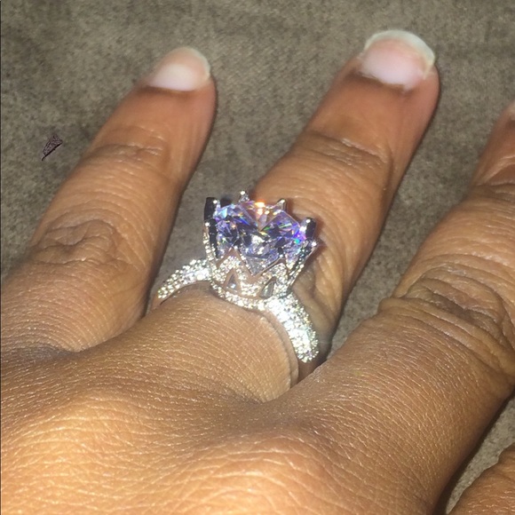 Princess CZ Engagement Ring - Picture 2 of 6